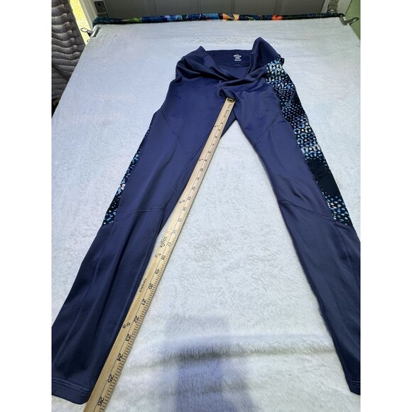 Under Armour Womens  Compression Full Length Leggings Pocket  Sz M Navy Blue Geo - Picture 7 of 9